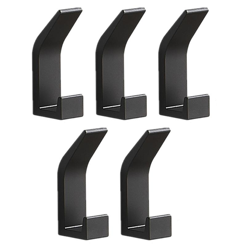 

5 PCS Double Hook Black Towel Hook for Bathroom Clothes for Bedroom Robe Coat Home Accessories