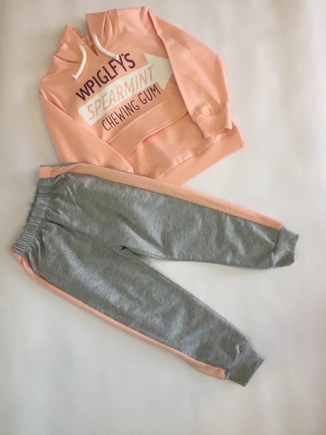 

GIRLS KIDS TRACKSUIT SUIT SWEAT SIM PRINT 3-4-5-6 AGE 100 COTTON 413354106, As pic