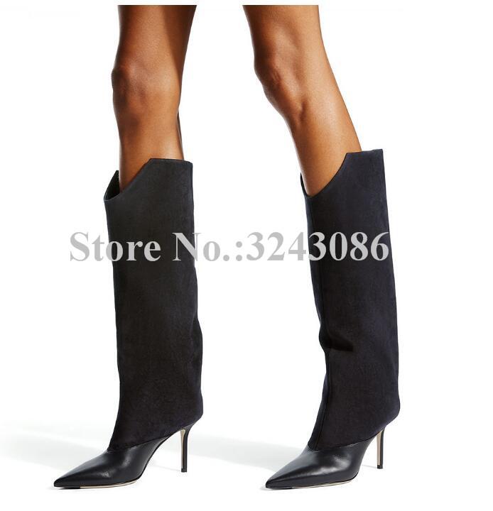 

Women Knee High Boots Suede Leather Patchwork New Design Long Boots Lady Sexy Large Size Knight Dropship Banquet Shoes, Color 1