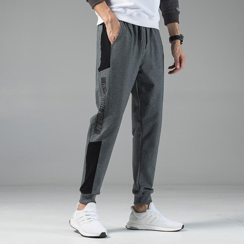 

Spring ankle-binding sports knitted pants men's ankle-binding pants loose sports cropped casual men's fashionable, Black