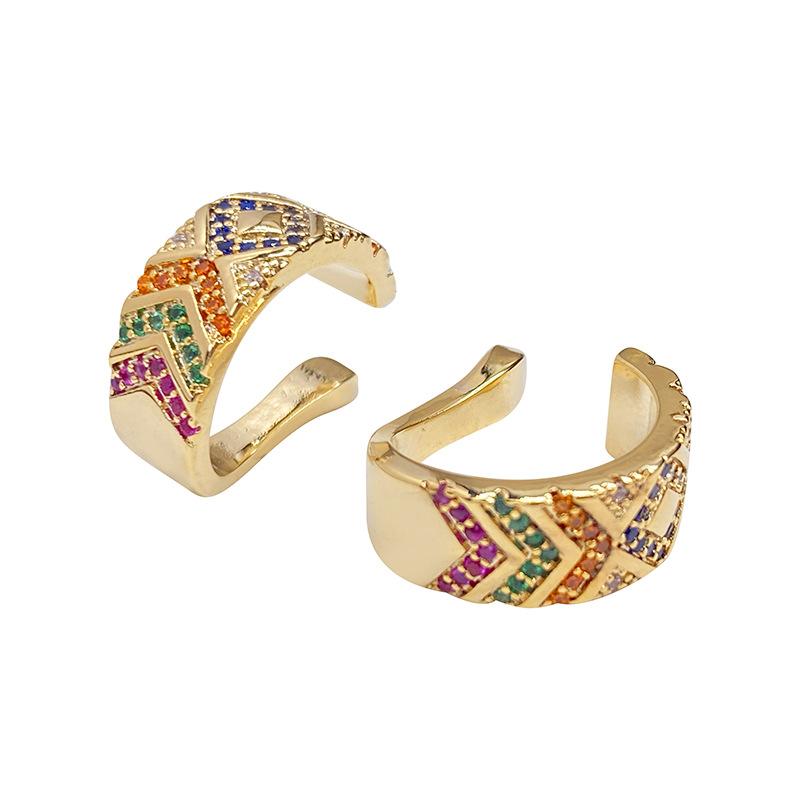 

Colorful striped small ear clip ear buckle retro fashionable earrings hoop earrings tribal ethnic style geometric pattern colore