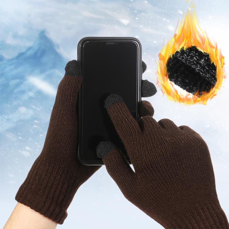

Five Fingers Gloves Autumn Winter Knitted Wool Touch Screen Full Finger Thick Plush Mittens Men Women Outdoor Sports Cycling Warm
