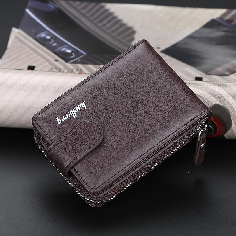 

Men's card bag driver's license multi-function clasp wallet youth horizontal zipper organ bag, Black