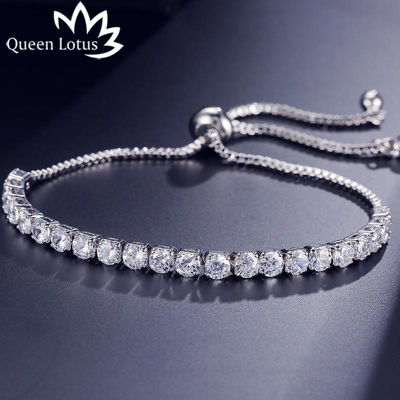 

Charm Bracelets Queen Lotus 2021 Cubic Zirconia Bracelet & Bangles For Women Fashion Lady Jewelry Gift Adujustable Chain Pulseras Mujer