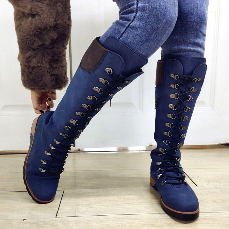 

Big Size 43 Hot Sale Dropship Lace Up Boots Cosy Heels Walking Riding Calf Boots Women Black Fashion Retro New Shoes Woman1