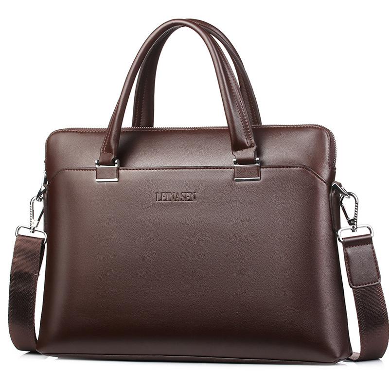 

2020 Men's Business Black Casual Bag pu leather Briefcase men's Tote bags Brown High quality male Business large capacity