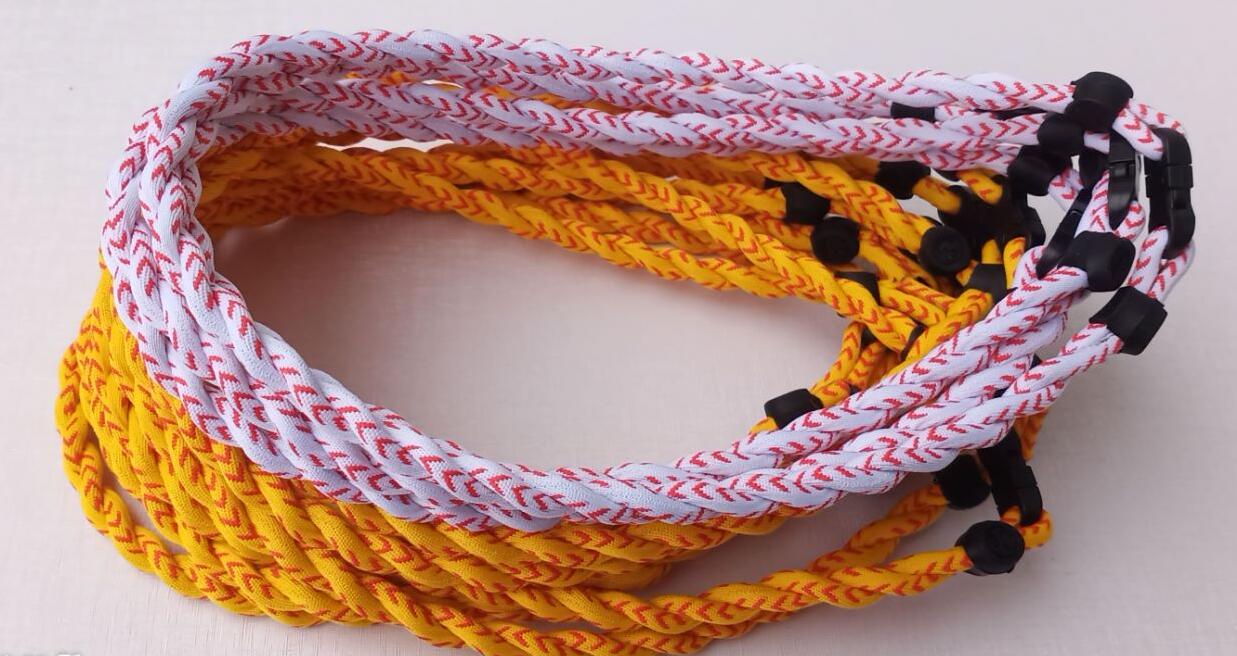 

Titanium Sport Accessories new 200pcs triple twists single ropes necklace baseball tornado bracelets weaves necklaces for kids youth and athletics gifts