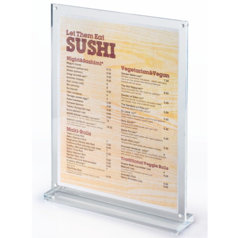 A6 Acrylic Sign Holder t Table Top Display Stand Double Sided Bottom Load Portrait Menu Ad Frame for Restaurant Promotions-image-754784915