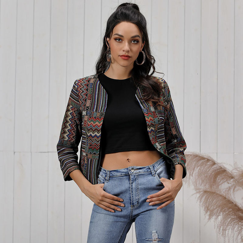 

2021 New Jacket Spring Stripe Neck Tassel Cardigan Sleeve for the Woman Autumn Women's Embroidered Female Jackets Top BFOJ, Photo color