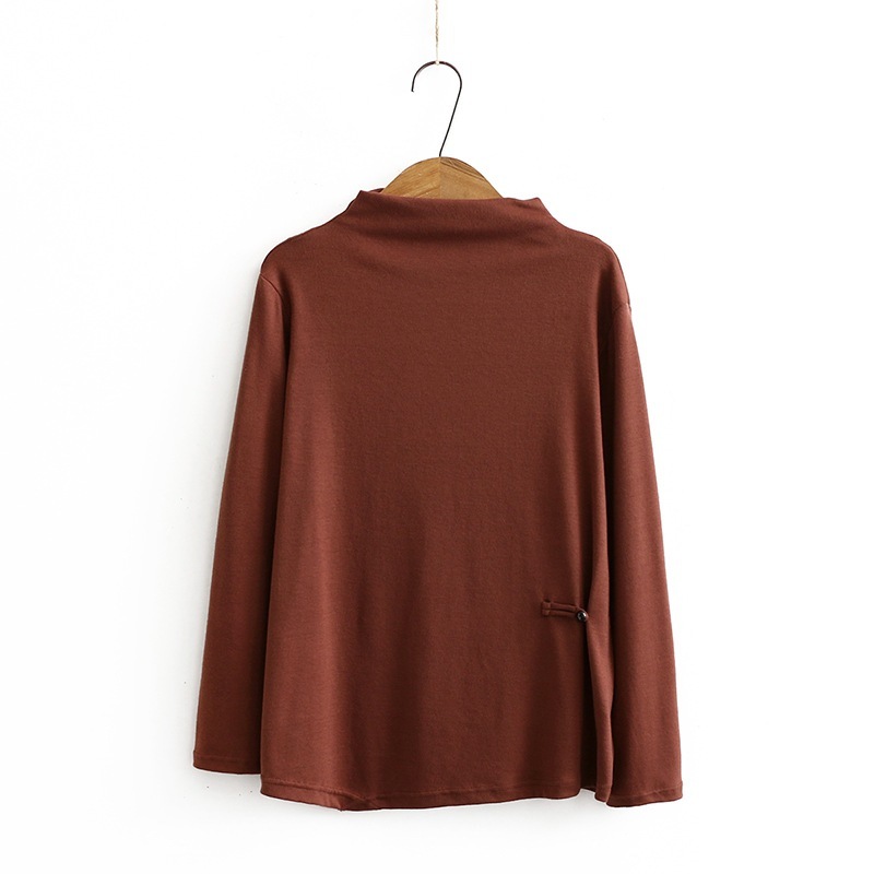 

T-shirts Long-sleeved Female with Big Turtlenecks, Tall, Casual, Solid T-shirts. 015k, White