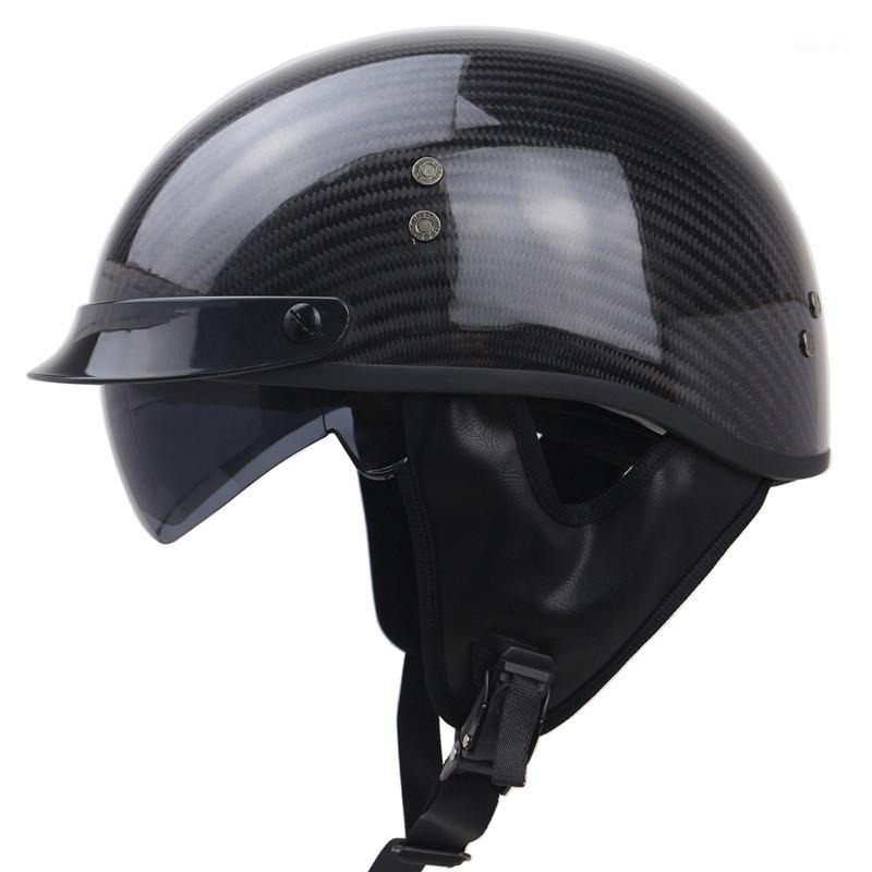 

Zombies racing helmet DOT approved light weight helmet carbon fiber helf face1, Black