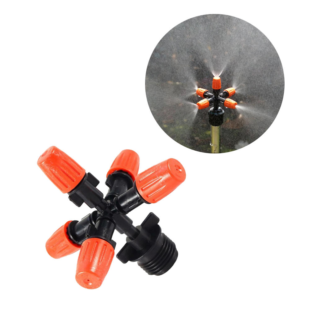 

Sprinkler Irrigation Mist Fog 5-head Nozzle Spray Mounting Adapter Nice Split Wire Five Outlet Atomizing Nozzle