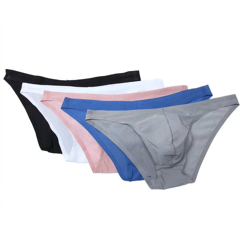 

3PCS Sexy Men Underwear Seamless Ultra Thin Ice Silk Panties Cueca Jockstrap See Through Briefs Slips Hombre Bikini Tanga Thong, 3pcs 3