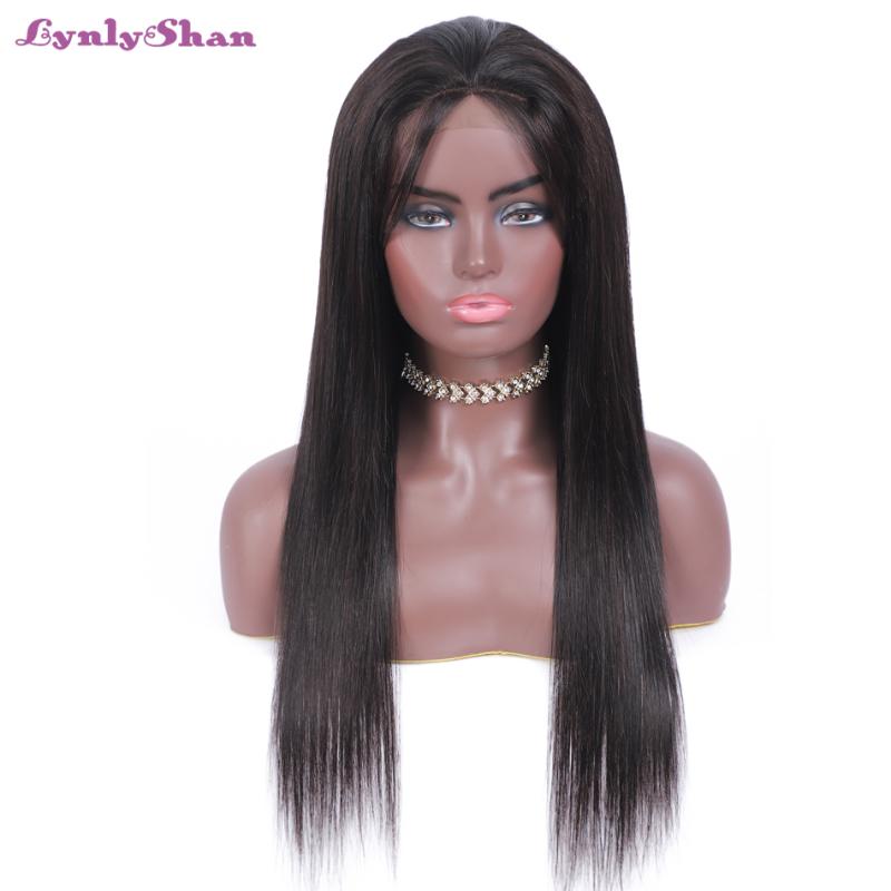 

Lylyshan Hair Brazilian 4*4 Lace Closure Wig Straight Human Hair Wigs For Black Women Remy 150% Density Lace Wig with Baby, Natural color