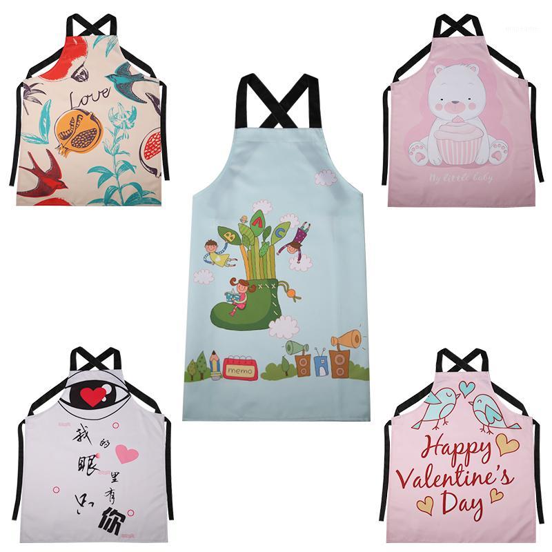 

water-repellent small fresh polyester cotton personality men and women couple apron can be customized text map1
