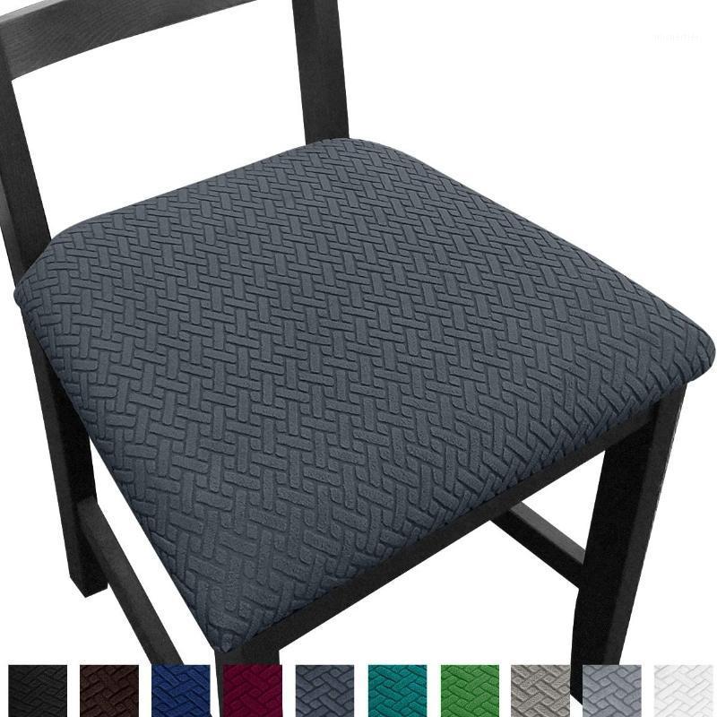 

Jacquard Spandex Dining Room Chair Seat Covers Removable Washable Elastic Cushion Covers for Upholstered Dining Chair Banquet1