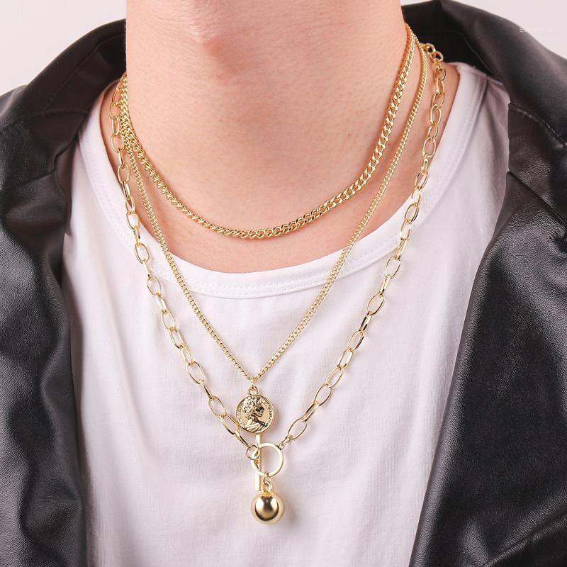 

2020 New Round OT Cuff Multilayer Hip-hop necklace Personality Fashion Long Chain Unisex Street Hip Hop Geometric Jewelry Gifts1