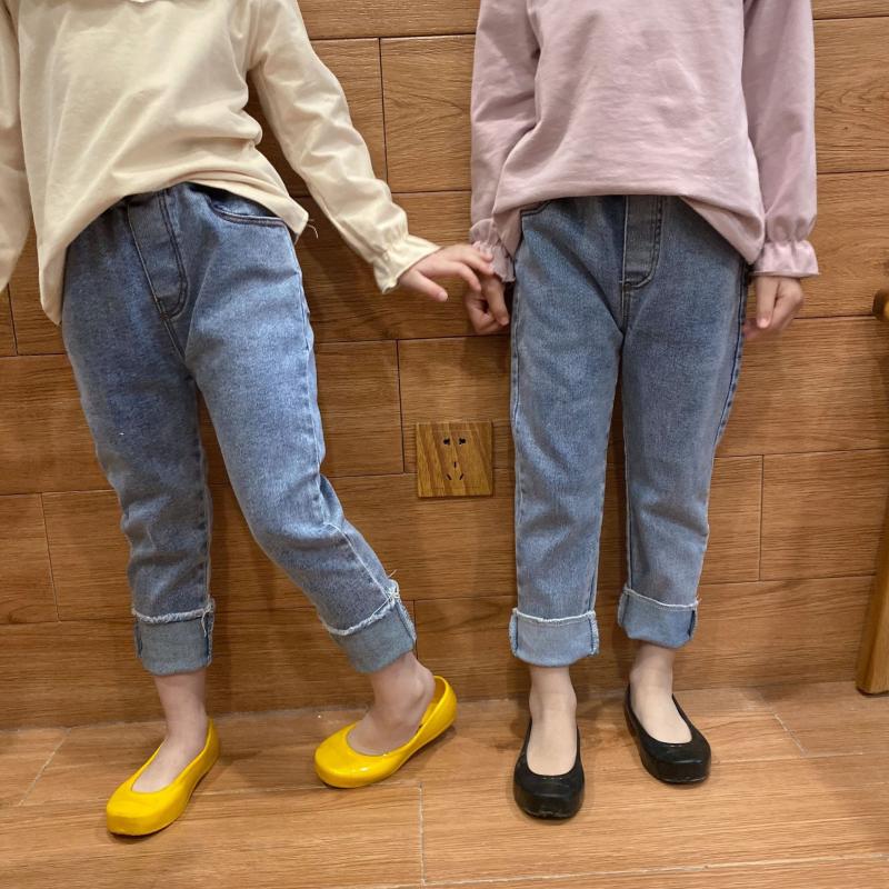 

2021 Spring New Arrival Girls Fashion Denim Pants Kids Korean Design Trousers Kids Jeans Girls, Blue