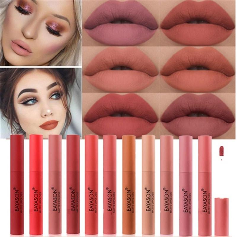 

12 Colors Matte Liquid Lipstick Waterproof Nude Lip gloss Long Lasting Velvet Red Lip Tint Matte gloss Korean Cosmetics, 0512