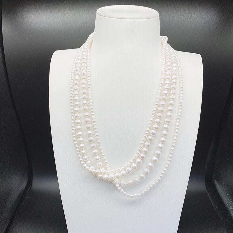 

New Natural Freshwater Pearl Necklace for Women Baroque Pearls 4-8mm Multilayer Real Pearl Necklaces Fashion Jewelry Gift