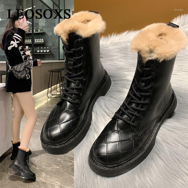 

Winter Women Boots Ladies Fur Ankle Boots Woman Platform Shoes Female Casual Brand Fashion Bottom Botas Motorcycle Shoes1, Black