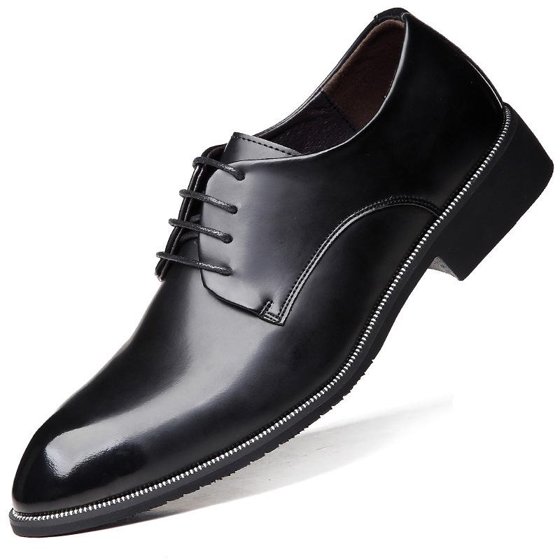 

Brand Mens Genuine Leather Business Men Dress Shoes Retro Oxford Shoes For Men Formal Wedding Footwear Homme Office, Black