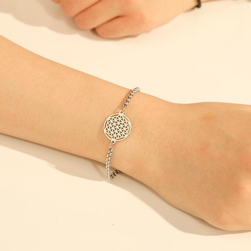 

Dawapara Hollow Flower of Life Charms Bracelet Stainless Steel Jewelry Box Chain Friendship Bracelets Gift for Women1