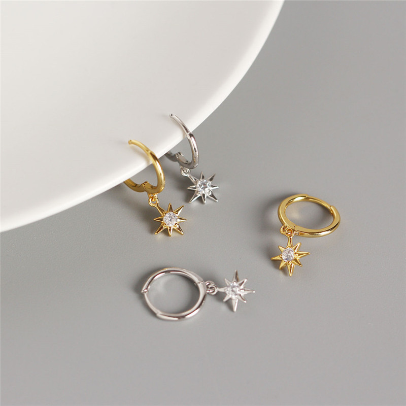 

Februaryfrost Brand Designer New Arrival 100% 925 Sterling Silver Mini Zircon Star Pendant Small Stud Earrings for Women Free Shipping