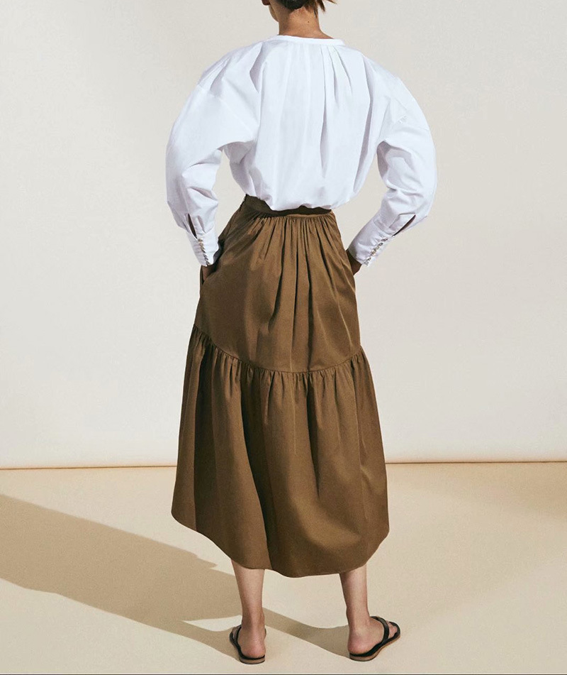 

New European Women Maxi Sai Long Irregular Aline Solid Cotton Exits Mistress Office Elegant Skirts of the Fancy Fashion Jckz, Picture color