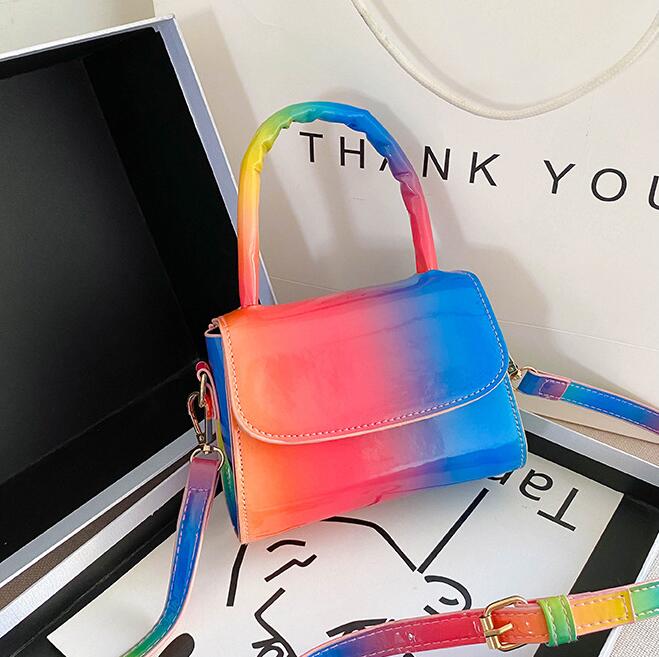 

HBP New Fashion Girl Rainbow Bag Mini Shoulder Bags Women Handbag Purses Student Small Flap Beach Crossbody Bag, Multicolor