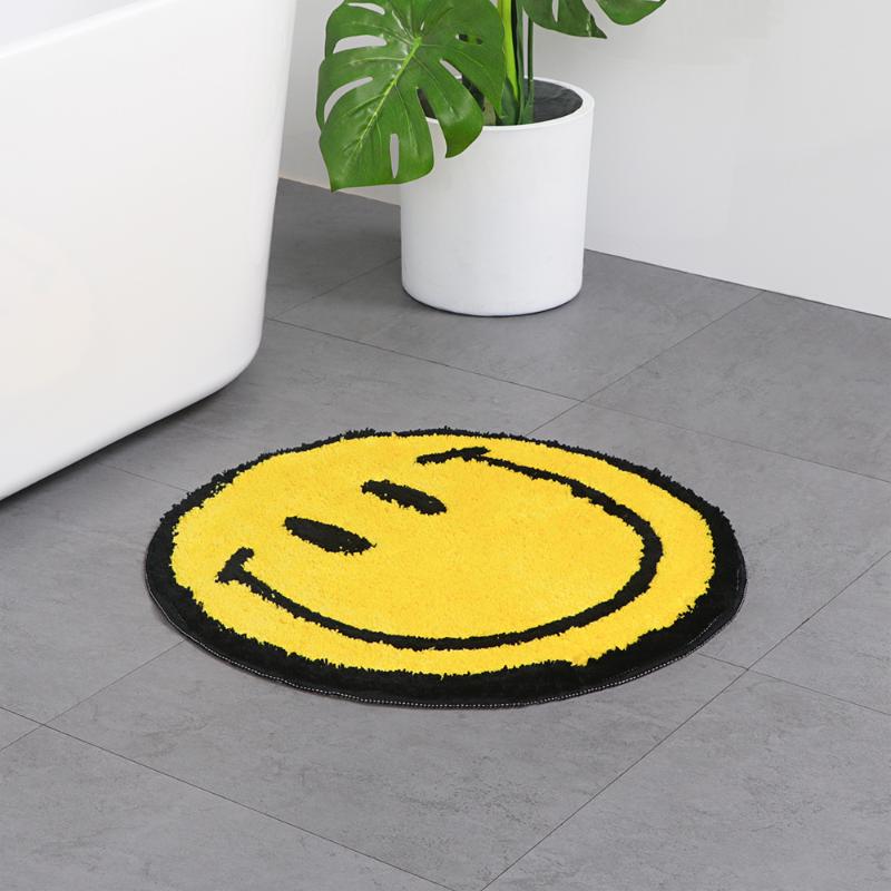 

Multi-shaped cartoon smile floor mat home bedroom living room bathroom door bathroom water-absorbing anti-slip mat, Yellow