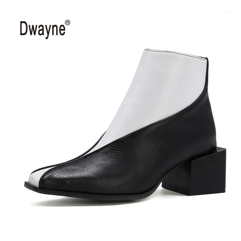 

Women ankle boots 2021 new autumn winter short plush zipper square heel black PU leather female punk casual boots size EU34-461