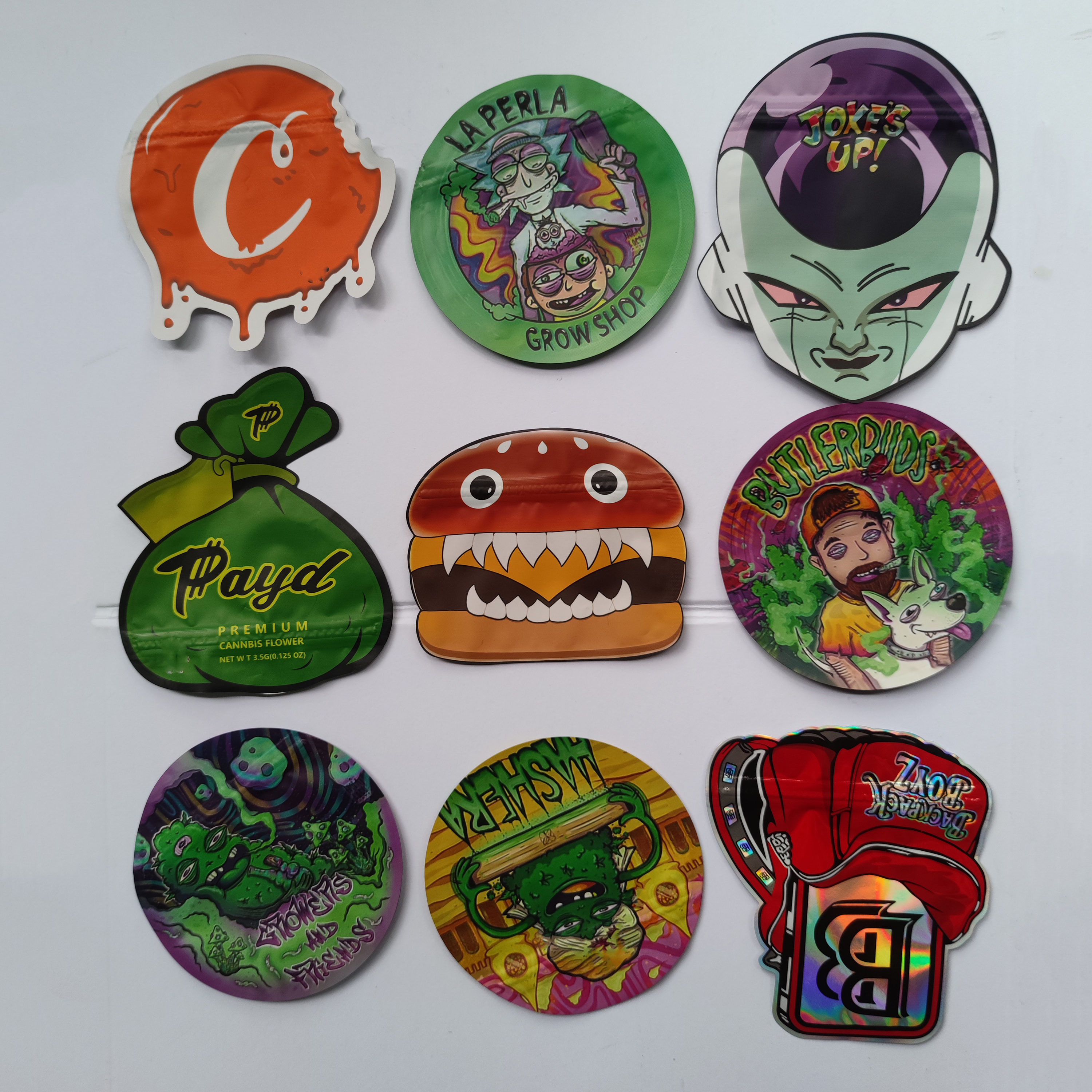 

New design mylar bag jokes up runtz backpack boyz trufflez ONE UP quarter ounzer payd don merfos edibles packaging foot round head lemon buttocks satchel shape bags