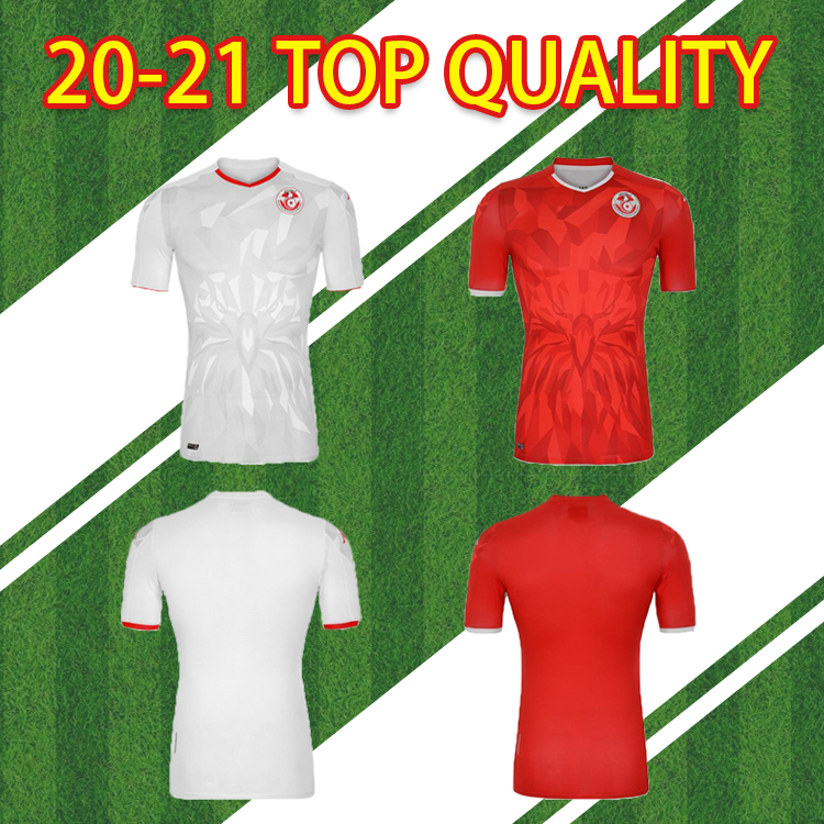 

New 2020 Tunisia Fans Version 20 21 Home Red #7 MSAKNI #10 KHAZRI Soccer Shirt KHALIFA SASSI MAALOUL Tunisia Football uniform, Black;yellow