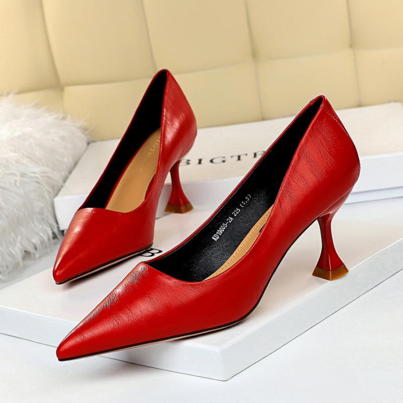 

Hot Sale Bigtree Brand Design Office Women Pump Genuine Leather High Heels Shoes Women Fashion Stiletto Sexy Pumps Shoes, Black