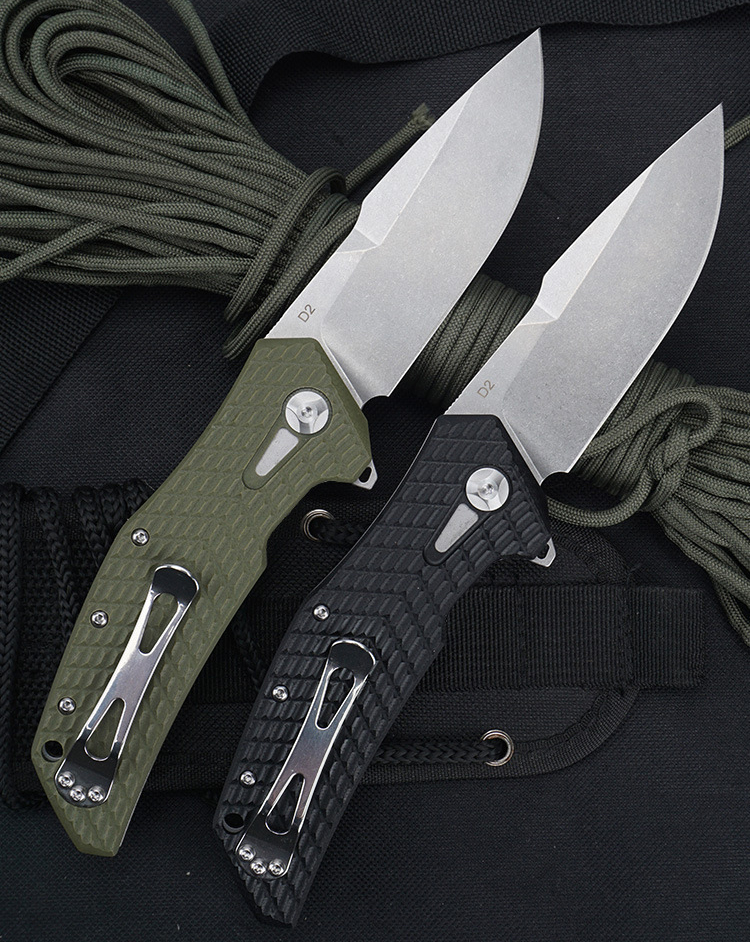 

heavy weight anti-slip cnc g10 handle machine lock stonewash d2 blade tactical camping folding knife camping outdoor pocket knife men gift