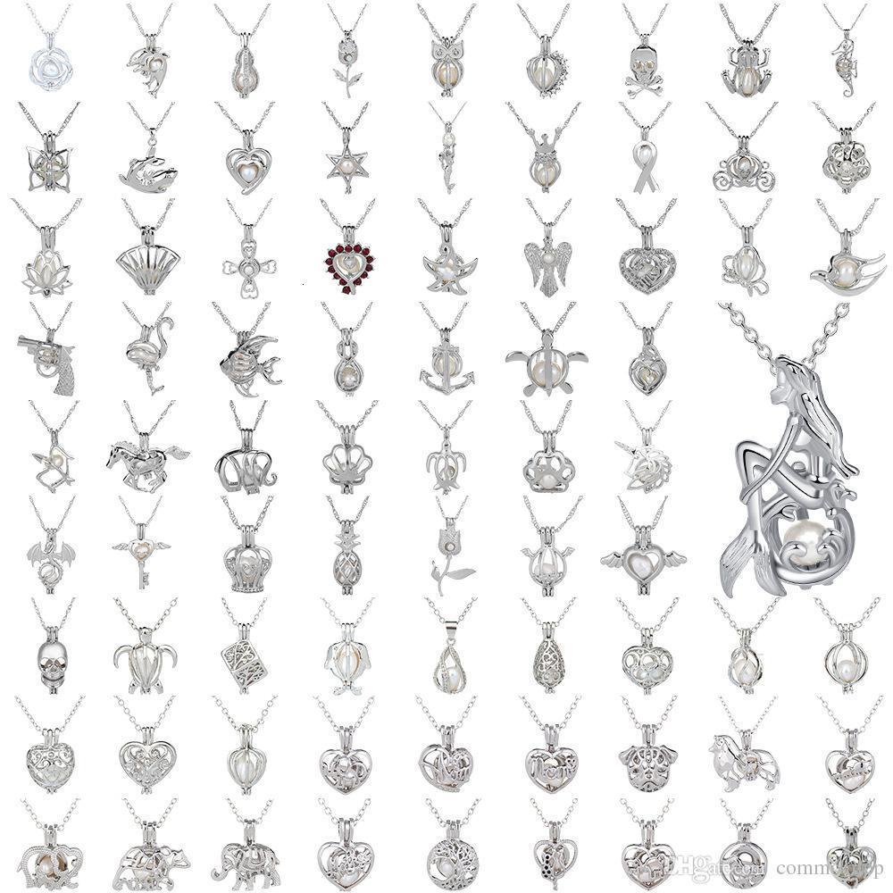 

Love Pearl Cage Pendant Necklaces Hollow Natural Pearl with Oyster Pearl Cages Charm Silver Chains for Women Fashion Jewelry in Bulk GLRC