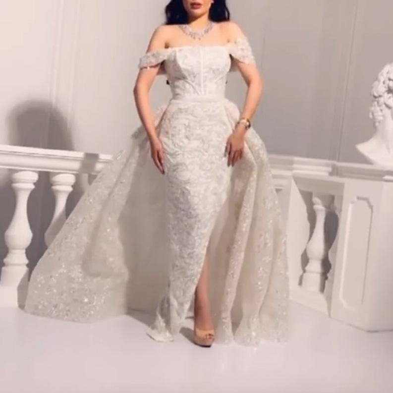 White Sexy Off Shoulder Mermaid Prom Dresses 2022 Long Sleeves African Formal Evening Gowns Graduation Party Zuhair Murad Even Dresses