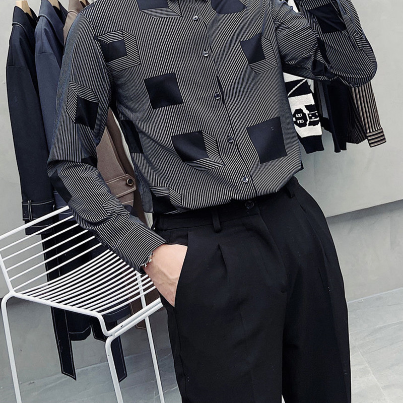 

Autumn/winter 2021 Men's New Plaid Shirt Youth Clothes CQHN, White