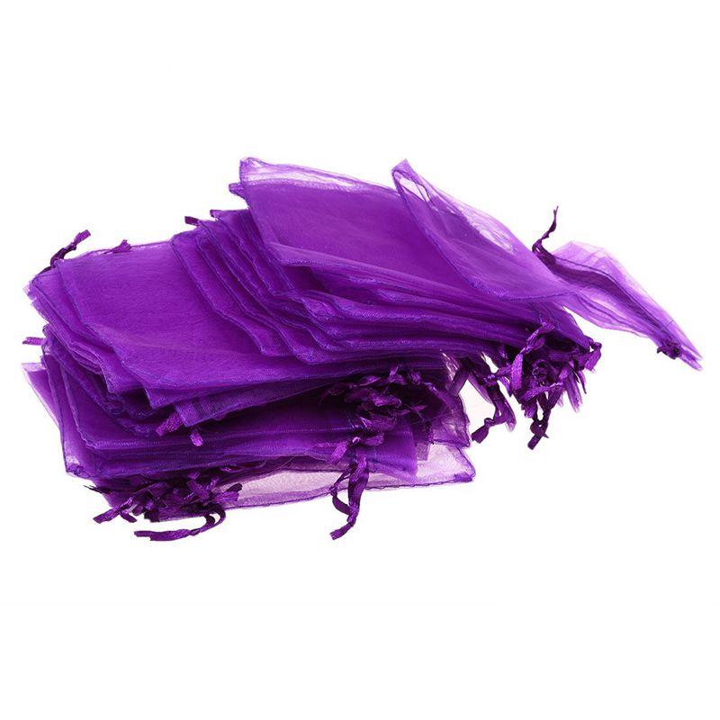 

48pcs Purple Organza Drawstring Pouches Wedding Favor Candy Gift Bags 10*12CM