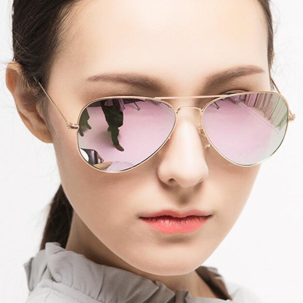 

Fashion Women Sunglasses 58mm Pilot Men Mirror Eyewear Vintage Sun Glasses UV400 Classic Shades 3i90 with boxes, White;black