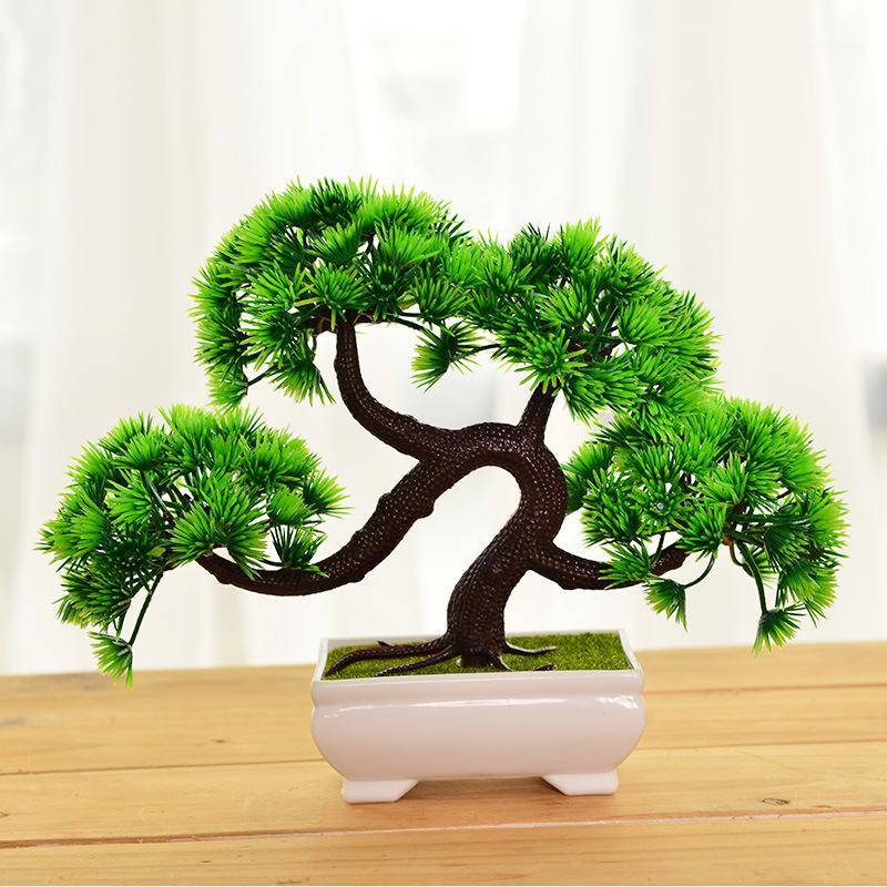 

Artificial Flowers Bonsai Fake Green Pot Welcoming Pine Bonsai Simulation Artificial Potted Plant Ornament Home Hotel Decor1