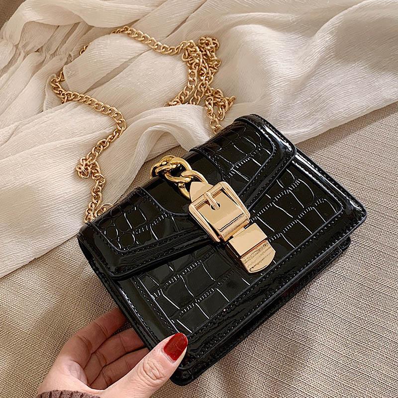 

Stone pattern Leather Crossbody Bags For Women 2021 Small Travel Handbags Ladies Fashion Chain Shoulder Messenger Bag and Purses, Black