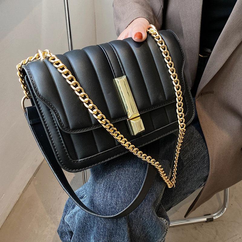 

Solid color Square Crossbody Bags Quality PU Leather Women's Designer Handbag and Purses Ladies Chain Shoulder Bag Messenger Bag, Black
