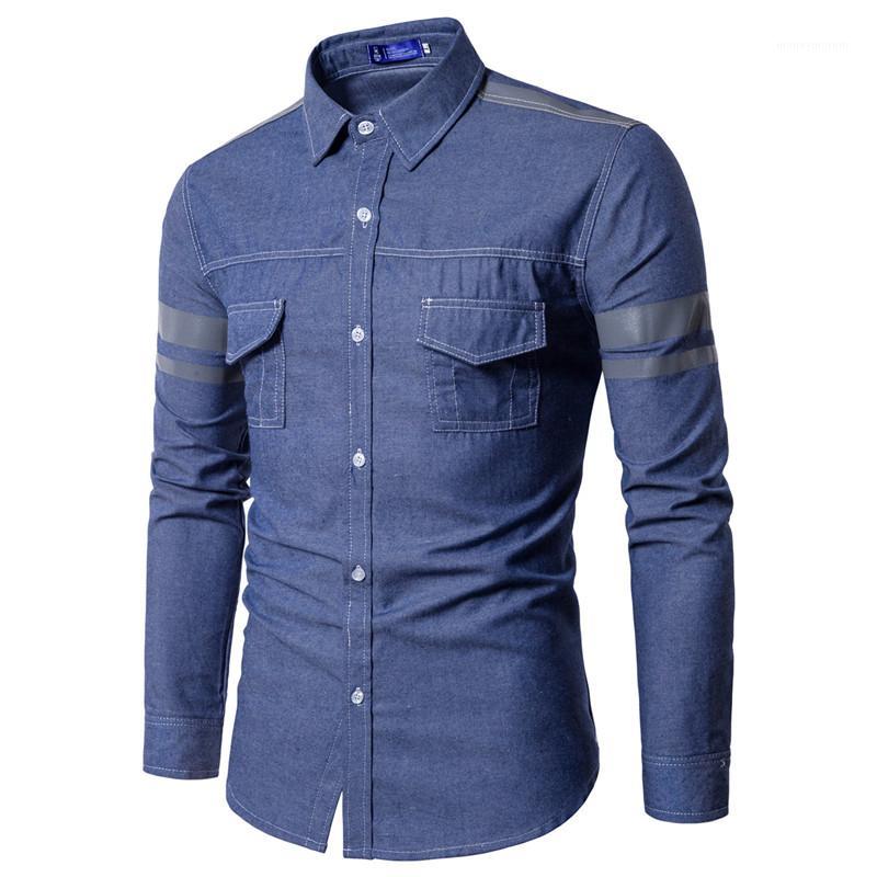 

Brand New Clothing Imitation Denim Casual Shirt Man Long Sleeve Fashion Camisa Masculina Europe Size Male Shirts Dropshipping1, Black