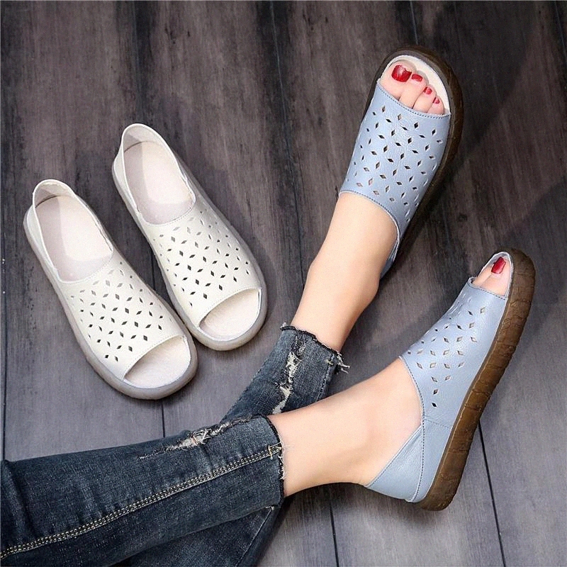 

Discount Summer Women Sandals Flats Shoes Woman Fashion Casual Fish Mouth Slip-On Comfortable Breathable Sandalias Mujer 2020 #kP8C, Black