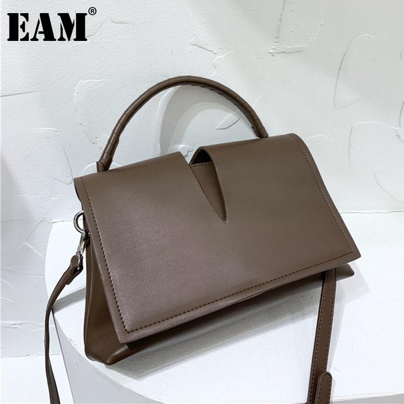 

[EAM] Women New Tote Bag High Quality PU Leather Flap Personality All-match Crossbody Shoulder Bag Fashion Tide 2021 18A1311, Black