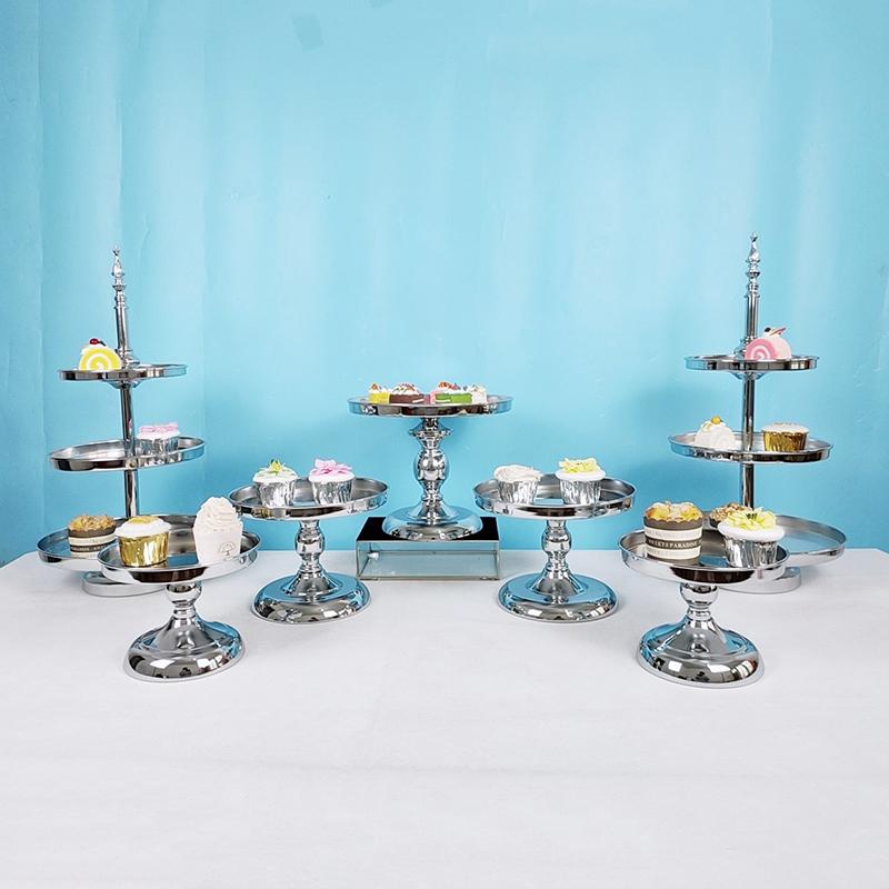 

Other Bakeware 1pcs -11pcs Silver Miror Wedding Cake Stand 3 Tiers Cupcake