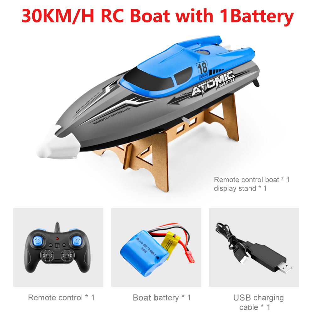 

GoolRC 30KM/H High Speed Racing RC Boat with IPV7 Waterproof 2.4GHz 4 Channel 370 Motor Remote Control Boat Toys for Kids Gift, Blue