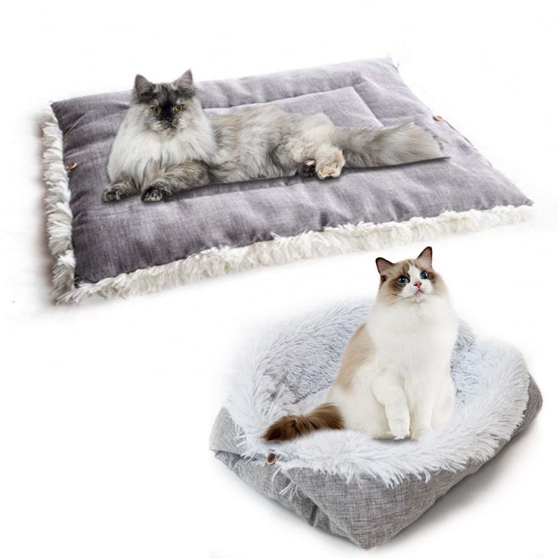 

Pet Bed for Cat Small Dogs, Function 2 in 1 Plush Soft Blanket and Donut Bed for Dogs Warm Pet Fluffy Cushion Pad Mat